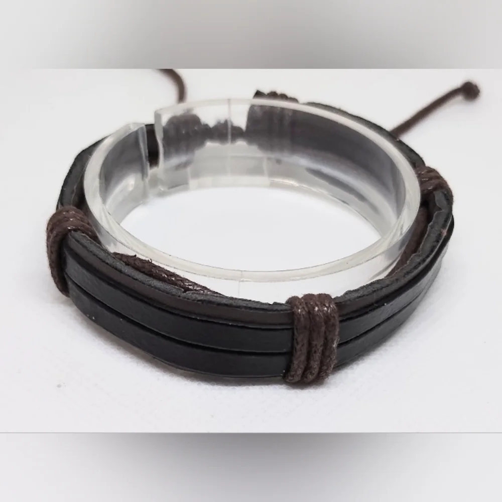 Brown Leather Men's Bracelet‎ f77